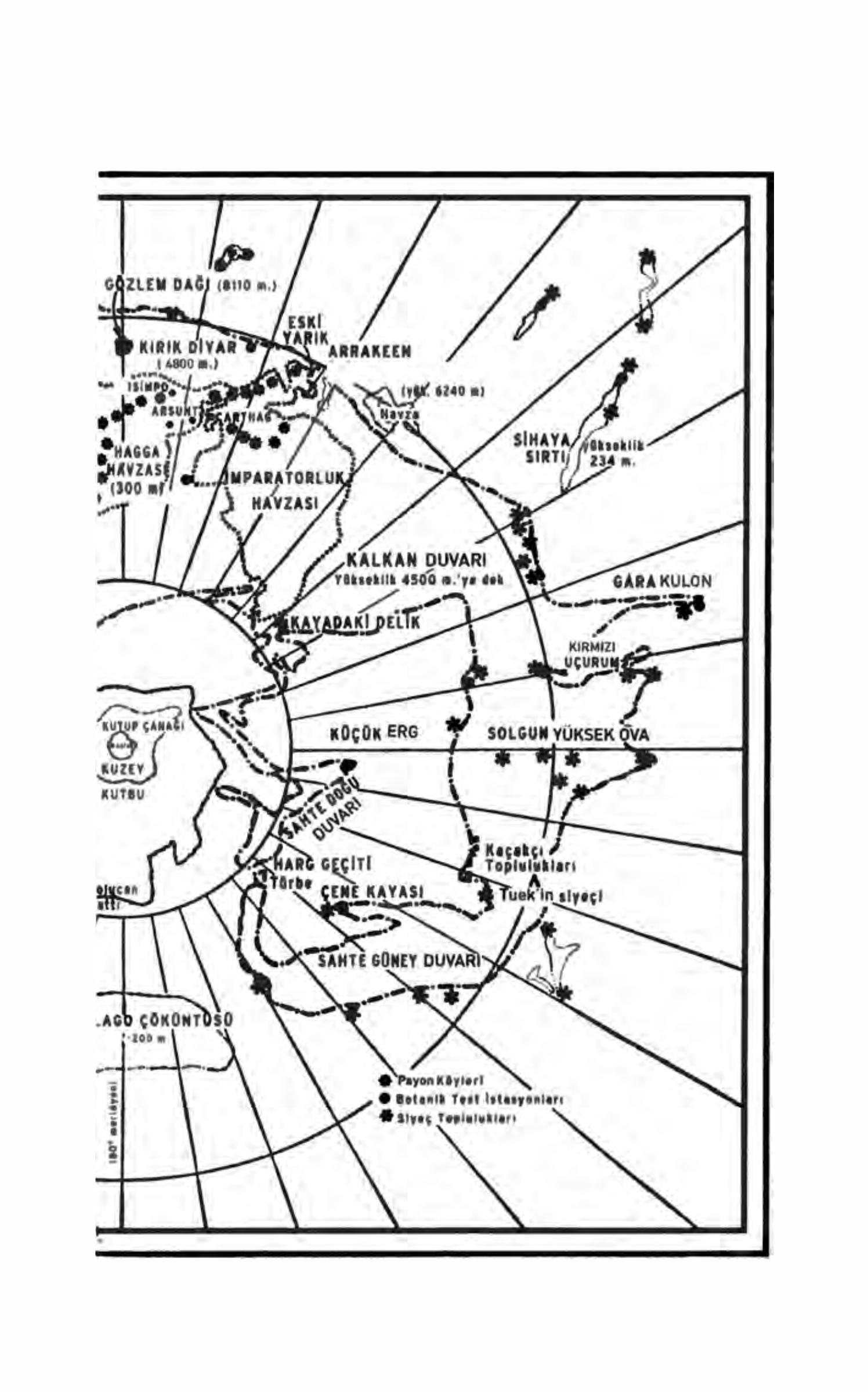 Right page of the Arrakis map: Arrakeen, Carthag, Shield Wall, and the polar region