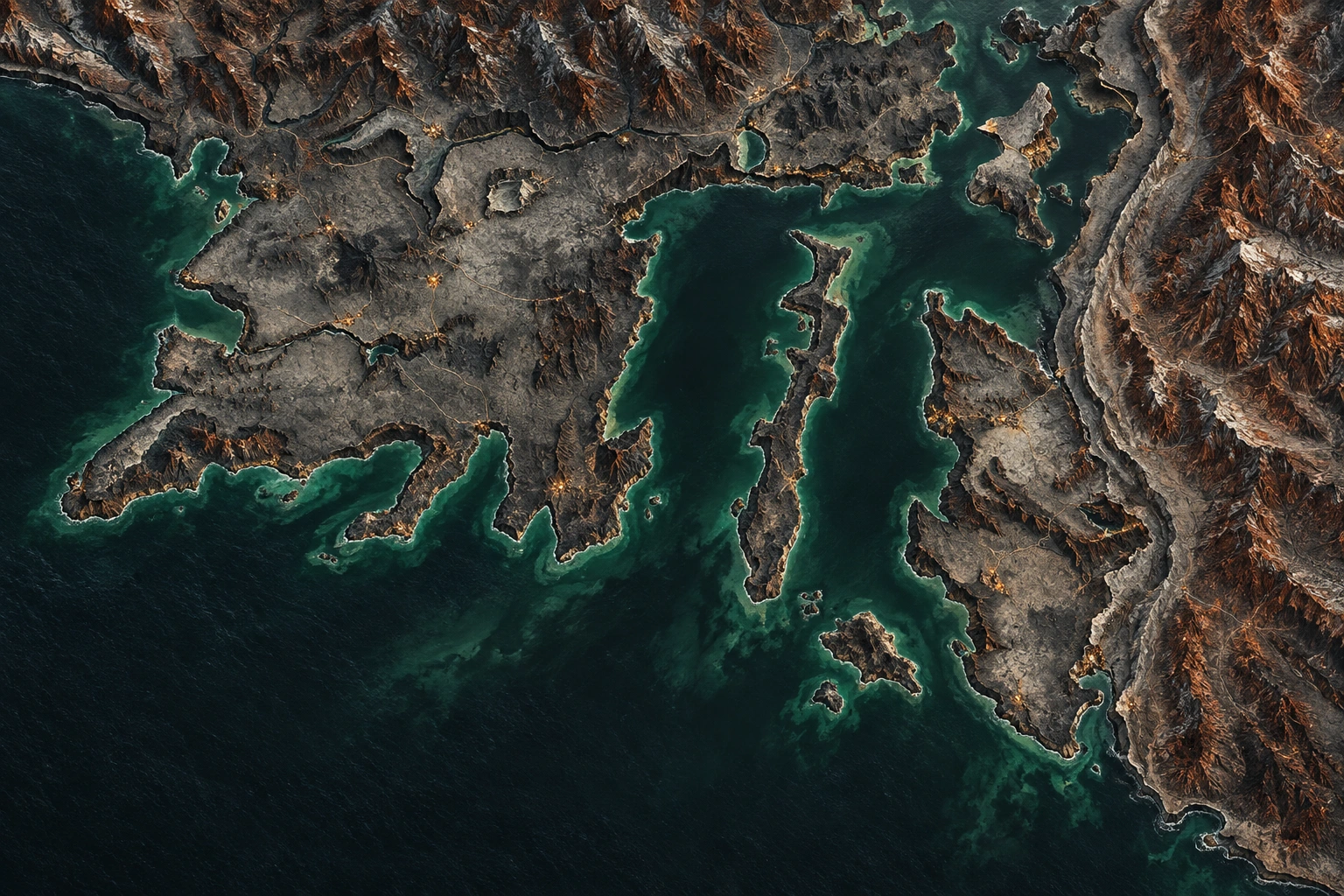 Giedi Prime · Illustrated atlas plate inspired by the House Atreides map
